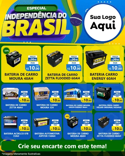 Modelo de Rede Social para Feed Instagram com o tema Especial Independência do Brasil para Baterias Elétricas