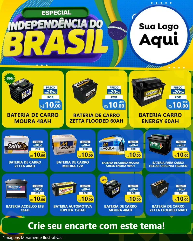 Modelo de Rede Social para Feed Instagram com o tema Especial Independência do Brasil para Baterias Elétricas