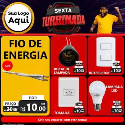 Modelo de Rede Social para Feed Facebook com o tema Sexta Turbinada para Materiais Elétricos