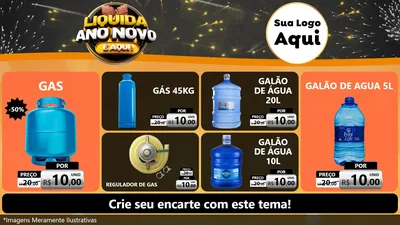 Modelo de TV para TV Horizontal com o tema Liquida Ano Novo É Aqui! para Água e gás