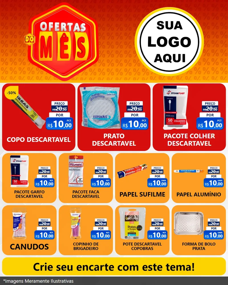 Modelo de Rede Social para Feed Instagram com o tema Ofertas do Mês para Embalagens