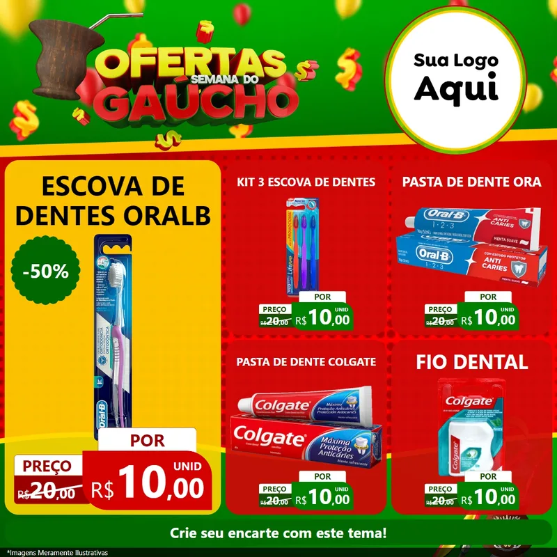 Modelo de Rede Social para Feed Facebook com o tema Ofertas Semana Do Gaúcho para Higiene Pessoal