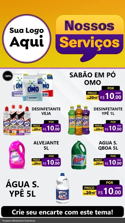 Modelo de TV para TV Vertical com o tema Nossos Serviços para Produtos de Limpeza