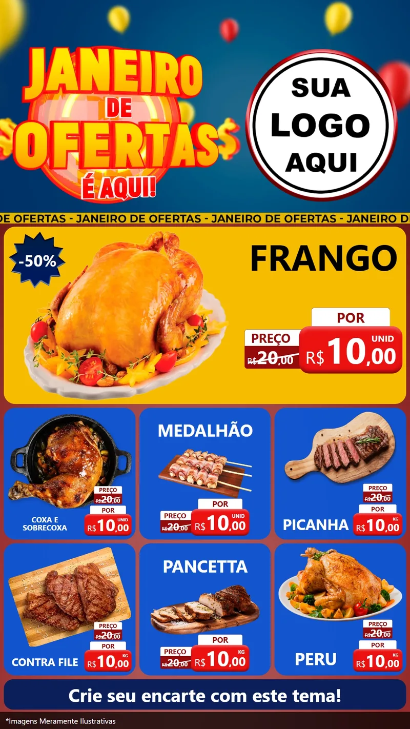 Modelo de Rede Social para Stories com o tema Janeiro de Ofertas É Aqui! para Assados