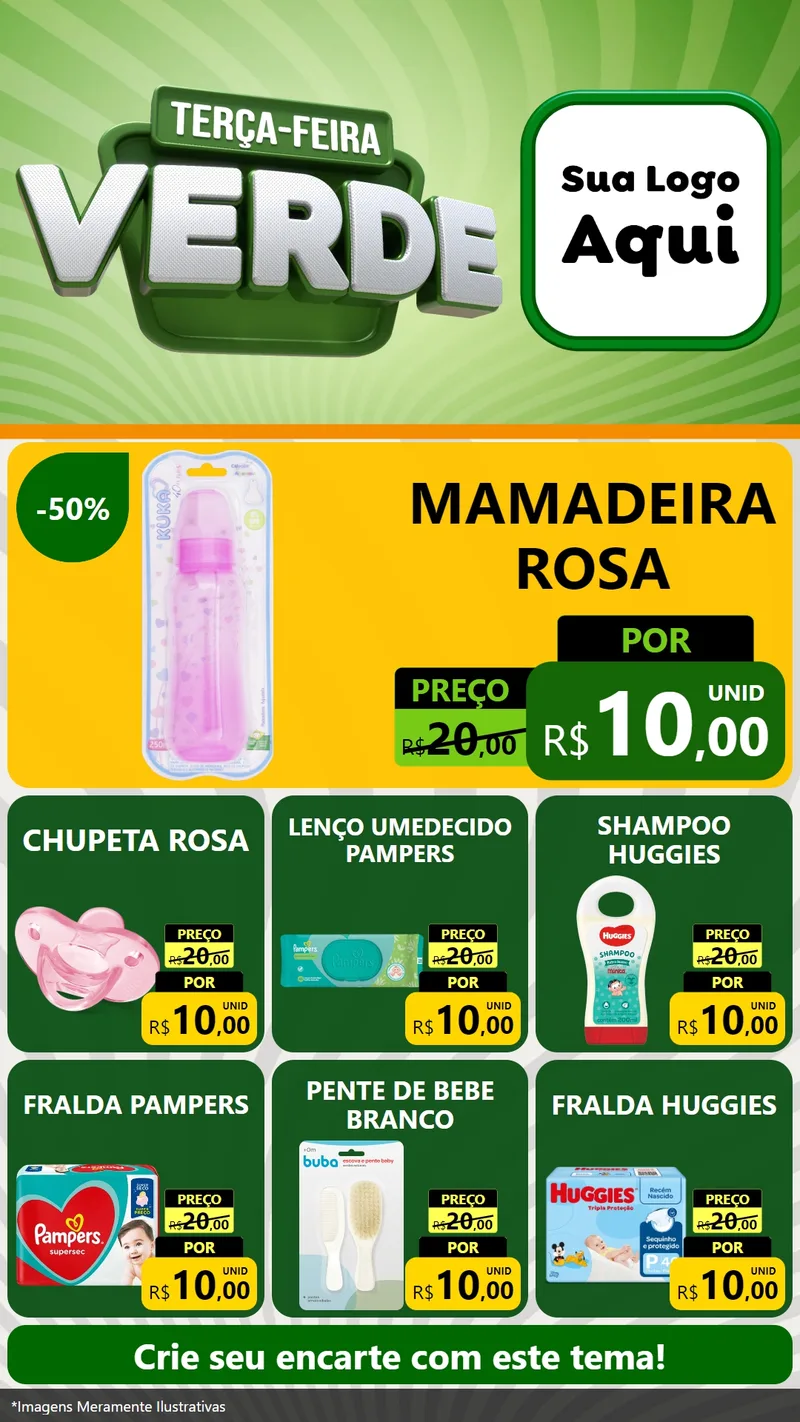 Modelo de Rede Social para Stories com o tema Terça - Feira Verde para Bebês