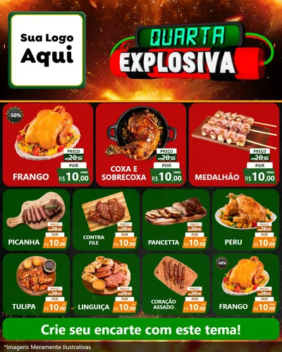 Modelo de Rede Social para Feed Instagram com o tema Quarta Explosiva para Assados