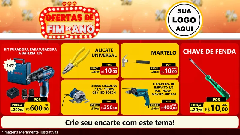 Modelo de TV para TV Horizontal com o tema Ofertas de Fim de Ano para Maquinas e Ferramentas
