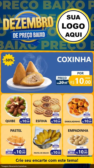 Modelo de Rede Social para Stories com o tema Dezembro de Preço Baixo para Salgadaria