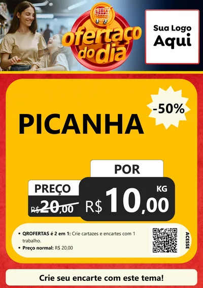 Modelo de Cartaz para Cartaz A4 Vertical com o tema Ofertaço Do Dia para Açougue