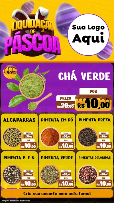 Modelo de Rede Social para Stories com o tema Liquidação de Páscoa para Produtos Naturais