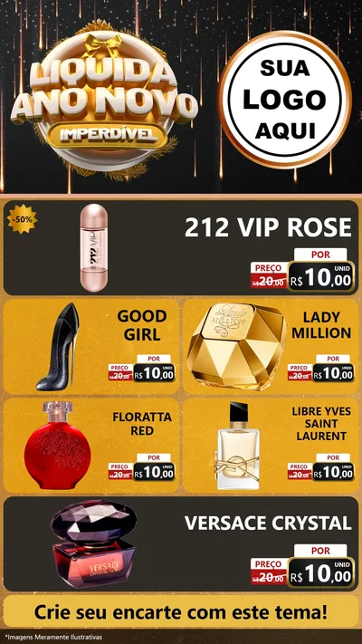 Modelo de TV para TV Vertical com o tema Liquida Ano Novo Imperdível para Perfumes
