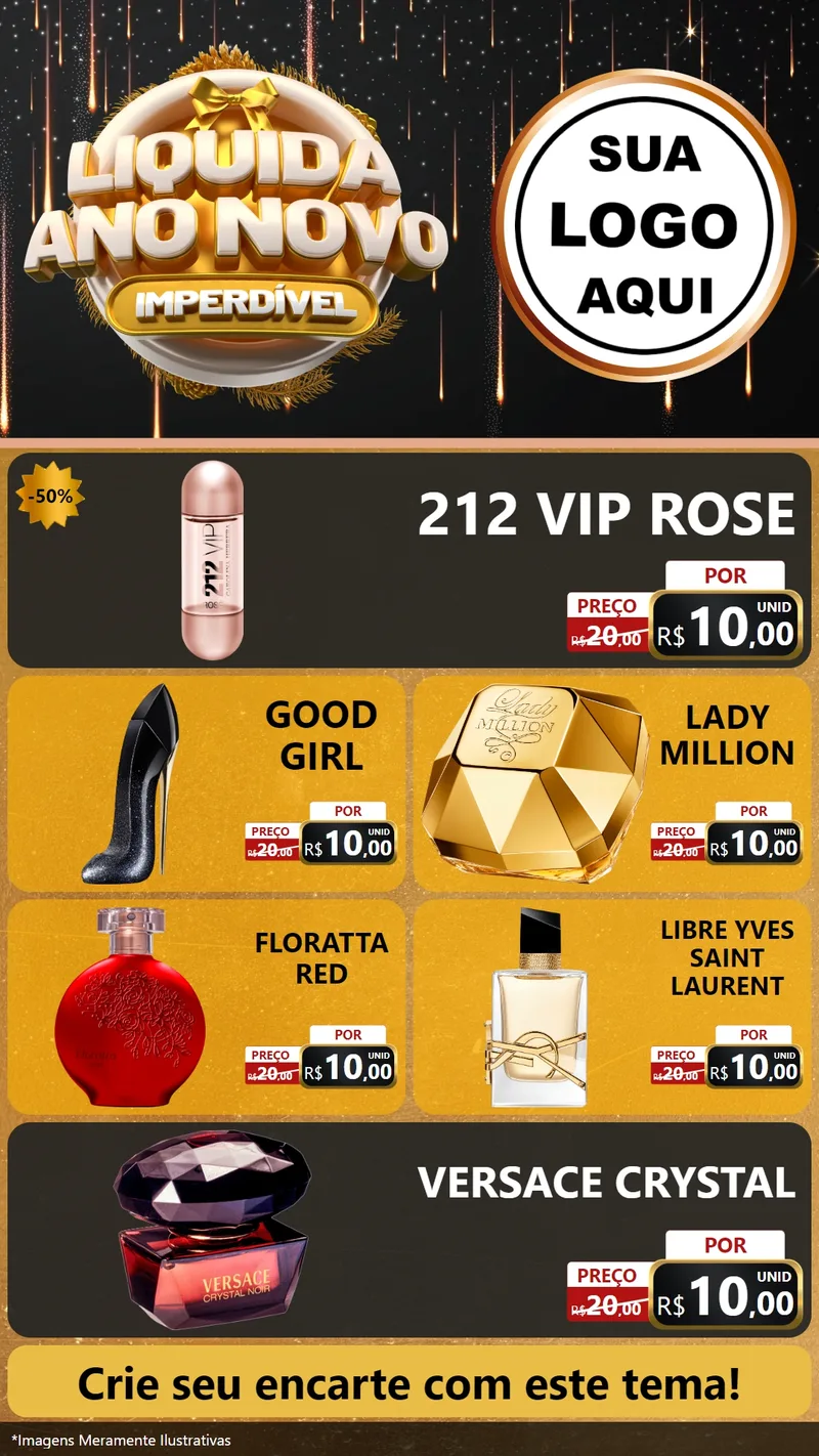 Modelo de TV para TV Vertical com o tema Liquida Ano Novo Imperdível para Perfumes
