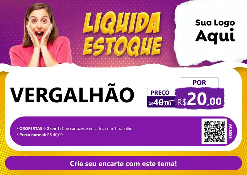 Modelo de Cartaz para Cartaz A4 Horizontal com o tema Liquida estoque para Ferragens