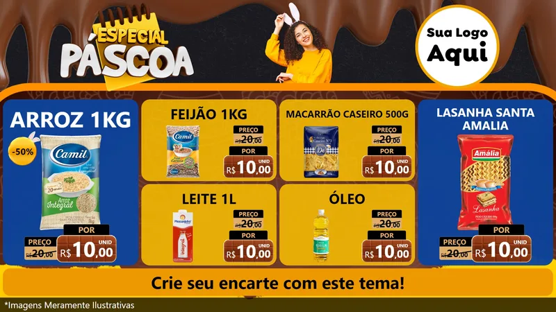 Modelo de TV para TV Horizontal com o tema Especial Páscoa para Supermercado