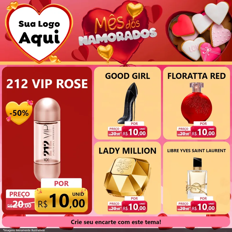 Modelo de Rede Social para Feed Facebook com o tema Mês dos Namorados para Perfumes