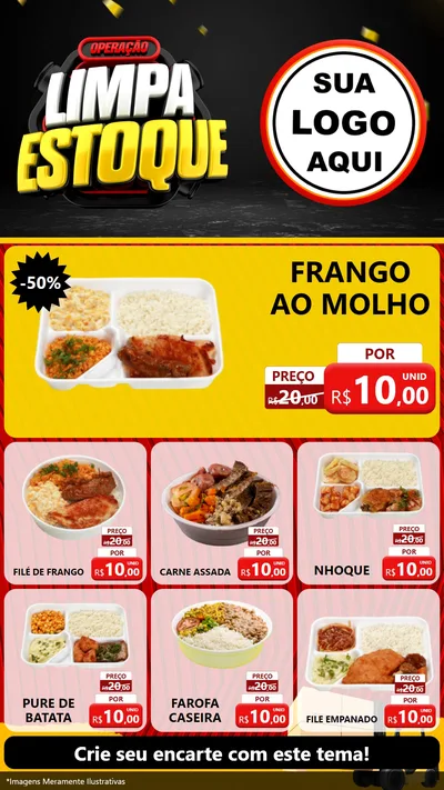 Modelo de Rede Social para Stories com o tema Operação Limpa Estoque para Restaurante