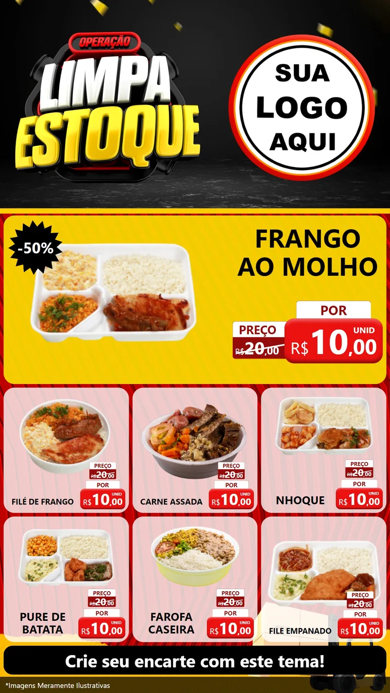 Modelo de Rede Social para Stories com o tema Operação Limpa Estoque para Restaurante