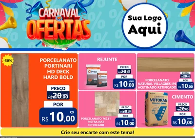 Modelo de Encarte para Encarte A4 Horizontal com o tema Carnaval de Ofertas para Pisos e revestimentos