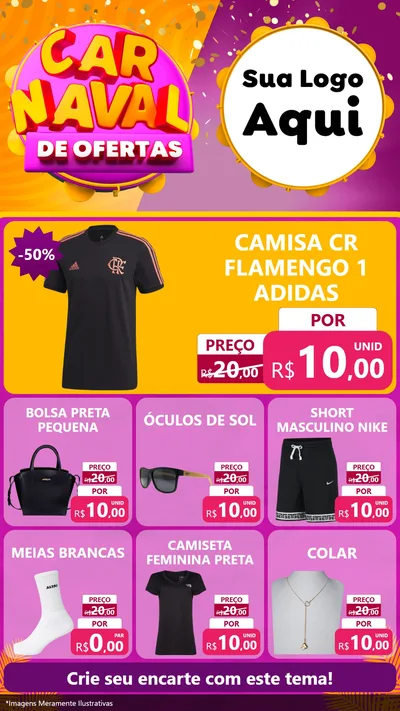 Modelo de Rede Social para Stories com o tema Carnaval de Ofertas para Roupas e acessórios