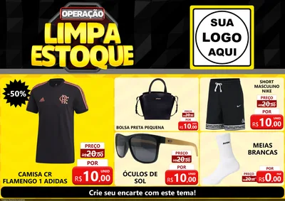 Modelo de Encarte para Encarte A4 Horizontal com o tema Operação Limpa Estoque para Roupas e acessórios
