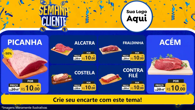 Modelo de TV para TV Horizontal com o tema Semana do Cliente para Açougue