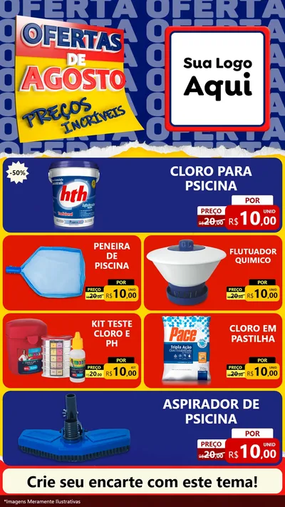 Modelo de TV para TV Vertical com o tema Ofertas de Agosto - Preços Incríveis para Produtos para Piscina