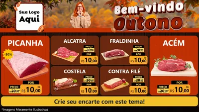 Modelo de TV para TV Horizontal com o tema Bem-vindo Outono para Açougue