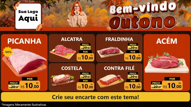 Modelo de TV para TV Horizontal com o tema Bem-vindo Outono para Açougue