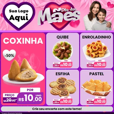 Modelo de Rede Social para Feed Facebook com o tema Dia das Mães para Salgadaria