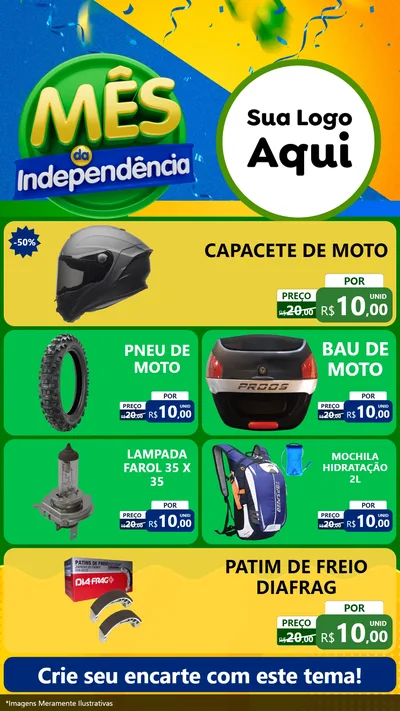 Modelo de TV para TV Vertical com o tema Mês da Independência para Moto peças