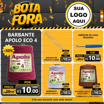 Modelo de Rede Social para Feed Facebook com o tema Bota Fora para Armarinho e Aviamentos