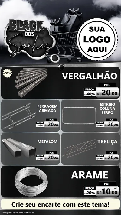 Modelo de TV para TV Vertical com o tema Black dos Sonhos para Ferragens
