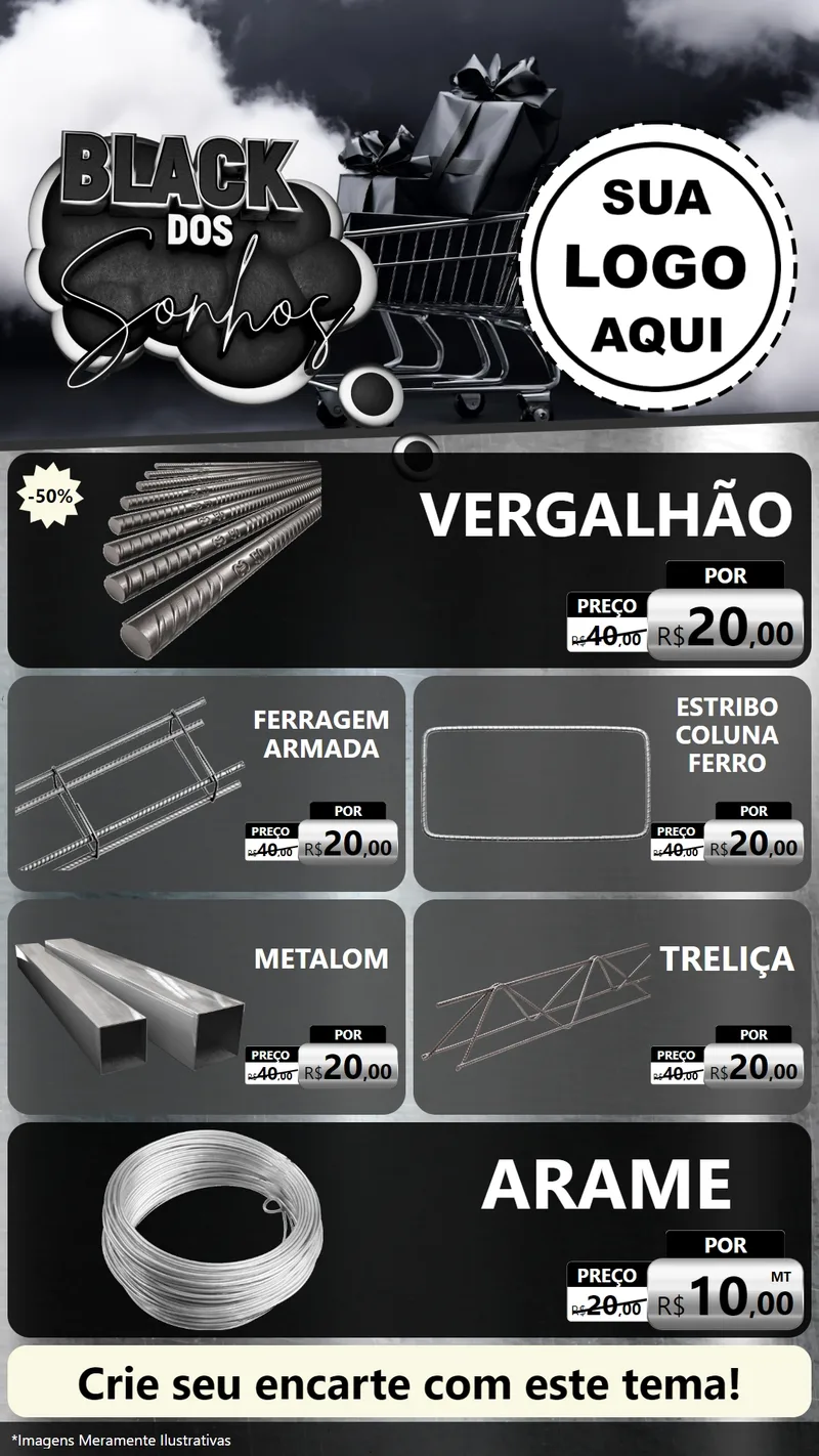 Modelo de TV para TV Vertical com o tema Black dos Sonhos para Ferragens