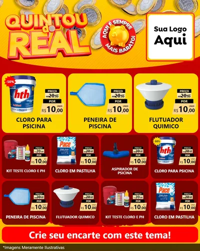 Modelo de Rede Social para Feed Instagram com o tema Quintou do Real para Produtos para Piscina