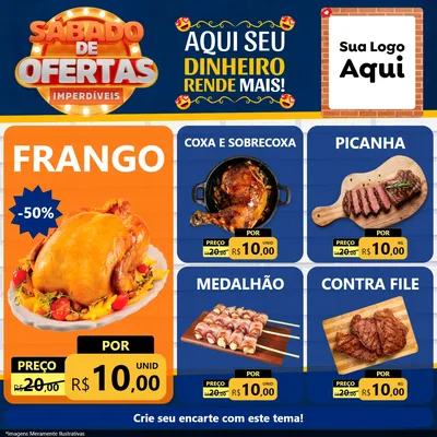 Modelo de Rede Social para Feed Facebook com o tema Sábado de Ofertas Imperdíveis para Assados