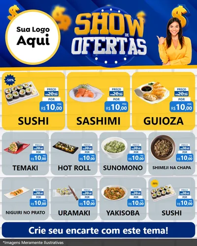 Modelo de Rede Social para Feed Instagram com o tema Show de Ofertas para Comida japonesa
