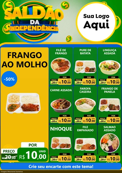 Modelo de Encarte para Encarte A4 Vertical com o tema Saldão da Indepêndencia para Restaurante