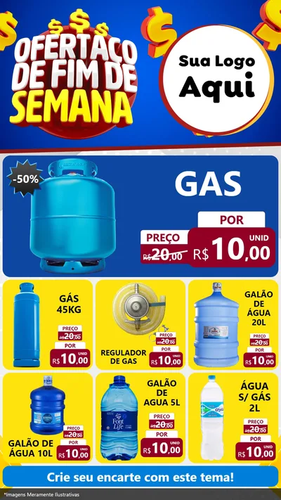 Modelo de Rede Social para Stories com o tema Ofertaço de Fim de Semana para Água e gás