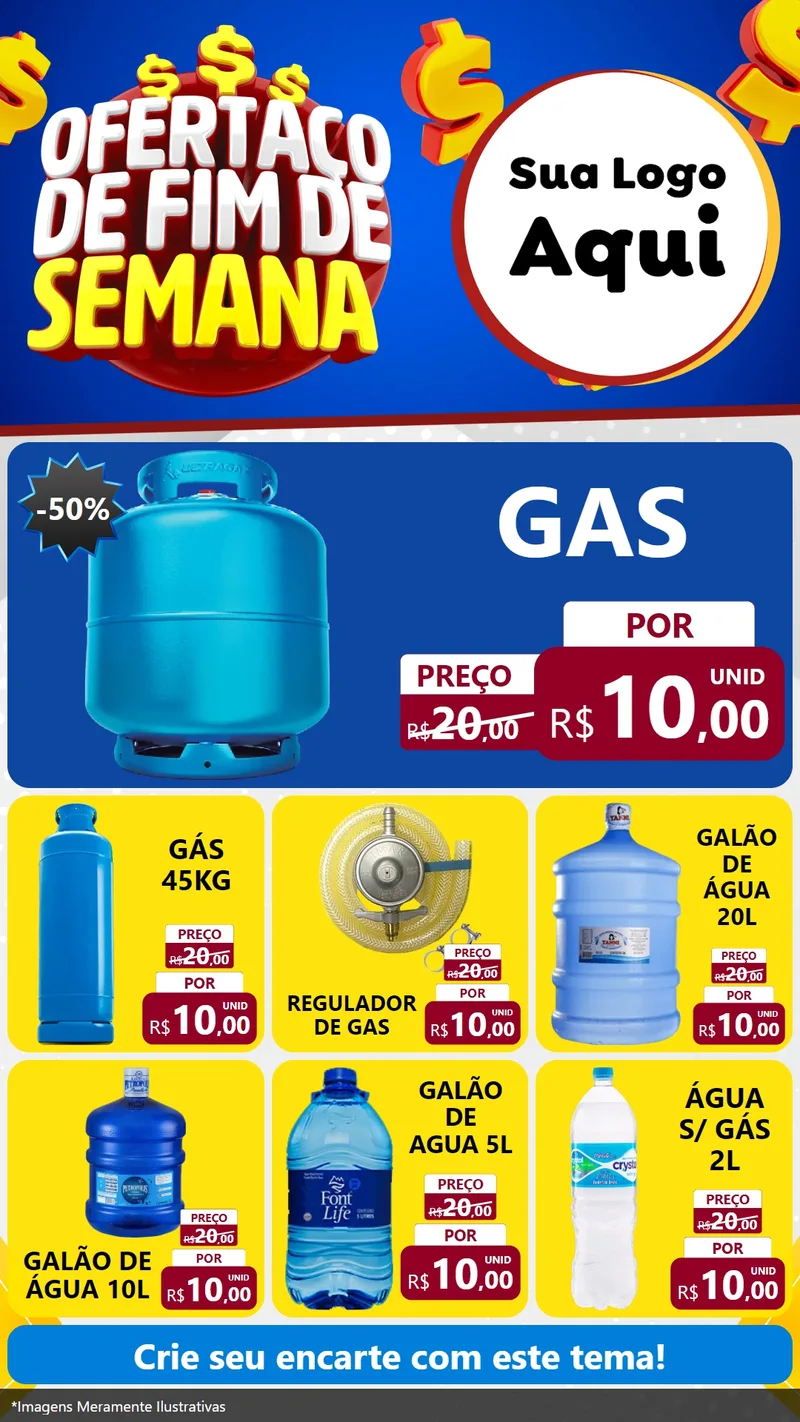 Modelo de Rede Social para Stories com o tema Ofertaço de Fim de Semana para Água e gás