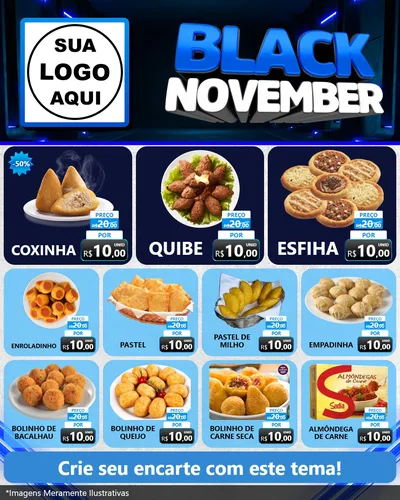 Modelo de Rede Social para Feed Instagram com o tema Black November para Salgadaria