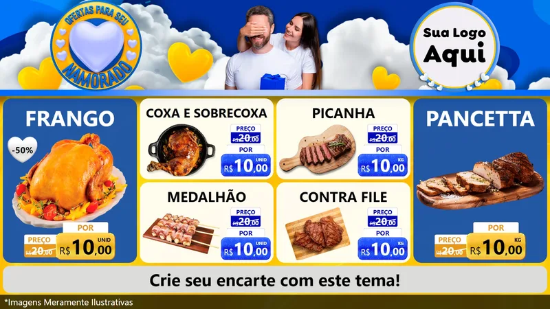 Modelo de TV para TV Horizontal com o tema Ofertas Para Seu Namorado para Assados