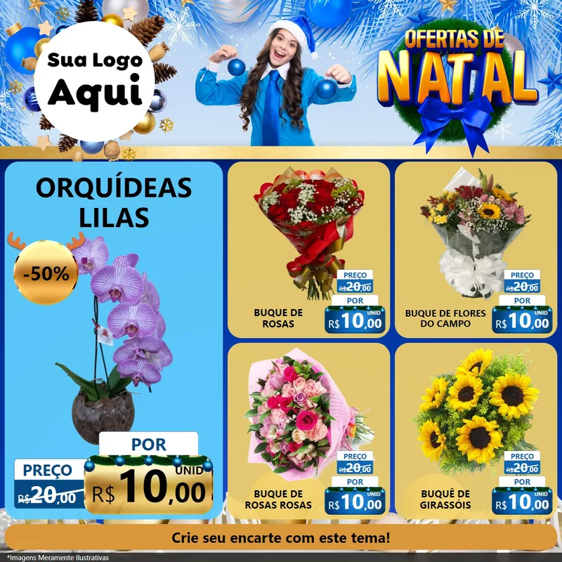 Modelo de Rede Social para Feed Facebook com o tema Ofertas de Natal para Floricultura e jardim