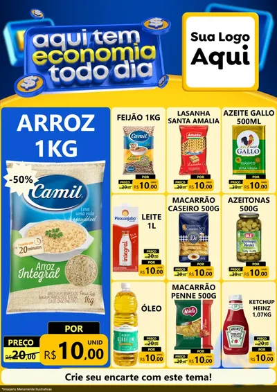 Modelo de Encarte para Encarte A4 Vertical com o tema Aqui Tem Economia Todo Dia para Supermercado