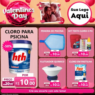 Modelo de Rede Social para Feed Facebook com o tema Valentine's Day para Produtos para Piscina