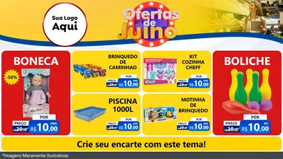 Modelo de TV para TV Horizontal com o tema Ofertas de Julho para Brinquedos