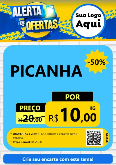 Modelo de Cartaz para Cartaz A4 Vertical com o tema Alerta de Ofertas para Açougue