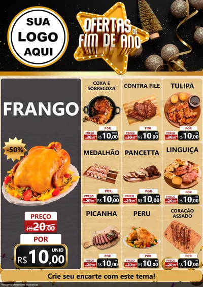 Modelo de Encarte para Encarte A4 Vertical com o tema Ofertas de Fim de Ano para Assados