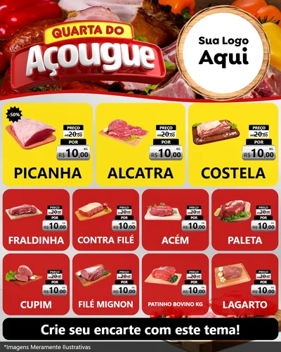Modelo de Rede Social para Feed Instagram com o tema Quarta do Açougue para Açougue