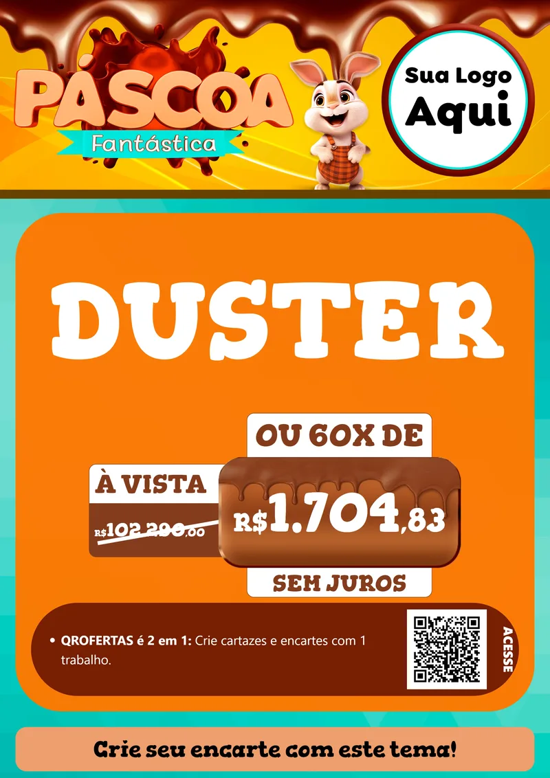 Modelo de Cartaz para Cartaz A4 Vertical com o tema Páscoa Fantástica para Concessionaria de Carros