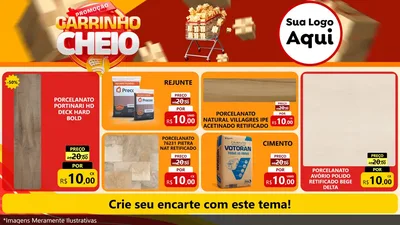 Modelo de TV para TV Horizontal com o tema Promoção carrinho cheio para Pisos e revestimentos